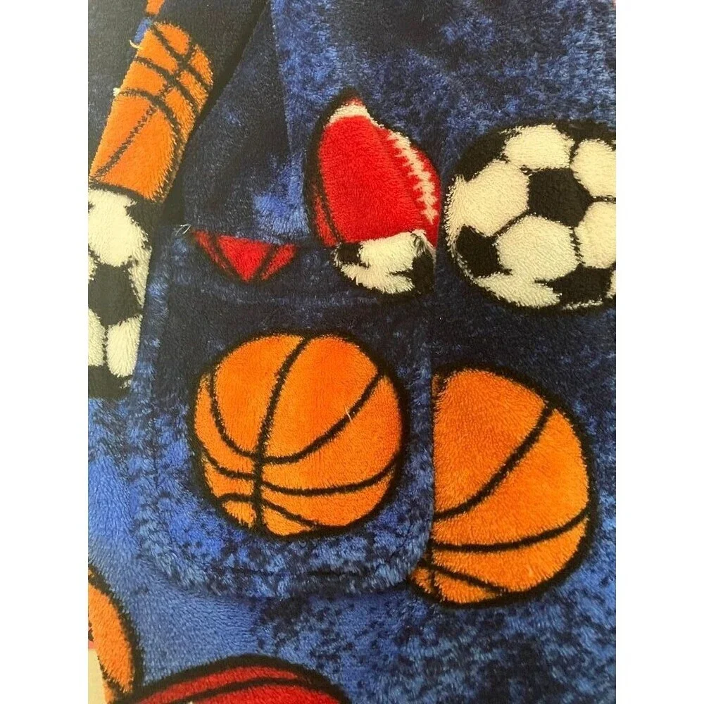 Cherokee Kids Blue Fleece Bath Robe Size S‎ Basketball Football Soccer